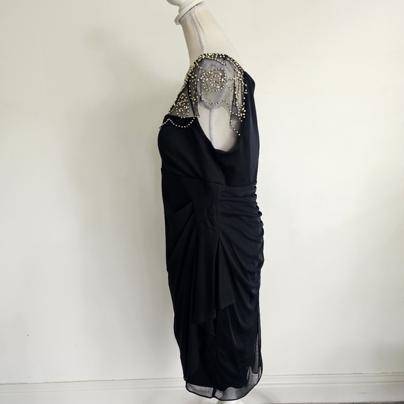 DJ Jaz Cap Sleeve Beaded Neck Sheath Dress - Picture 6 of 11